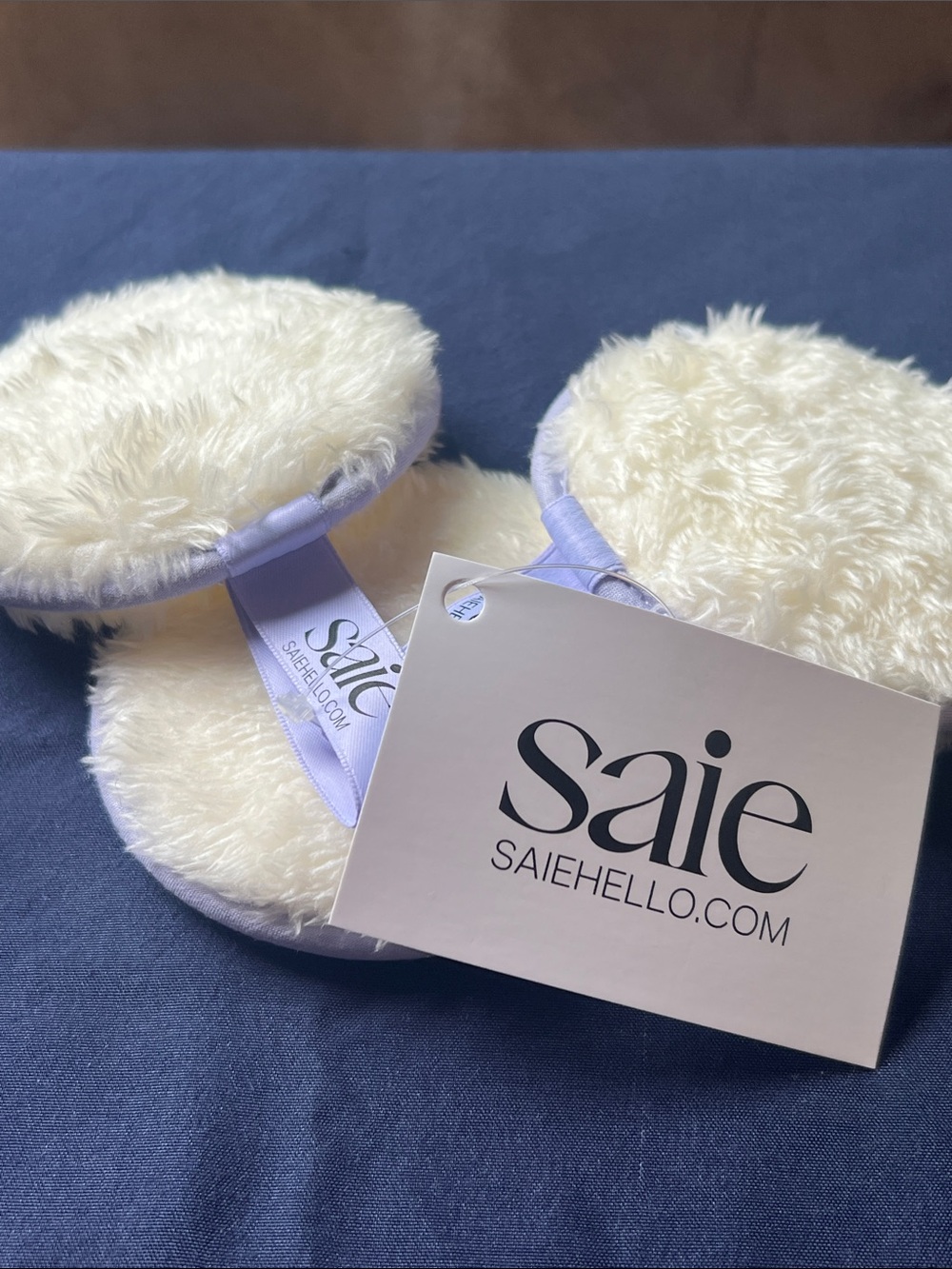 Saie Cream Plush Reusable Beauty Rounds Makeup Remover Pads with Lavender Edge